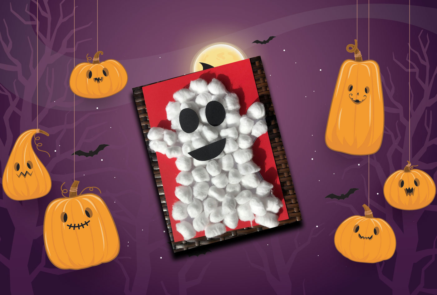 Halloween Cotton Ball Ghosts