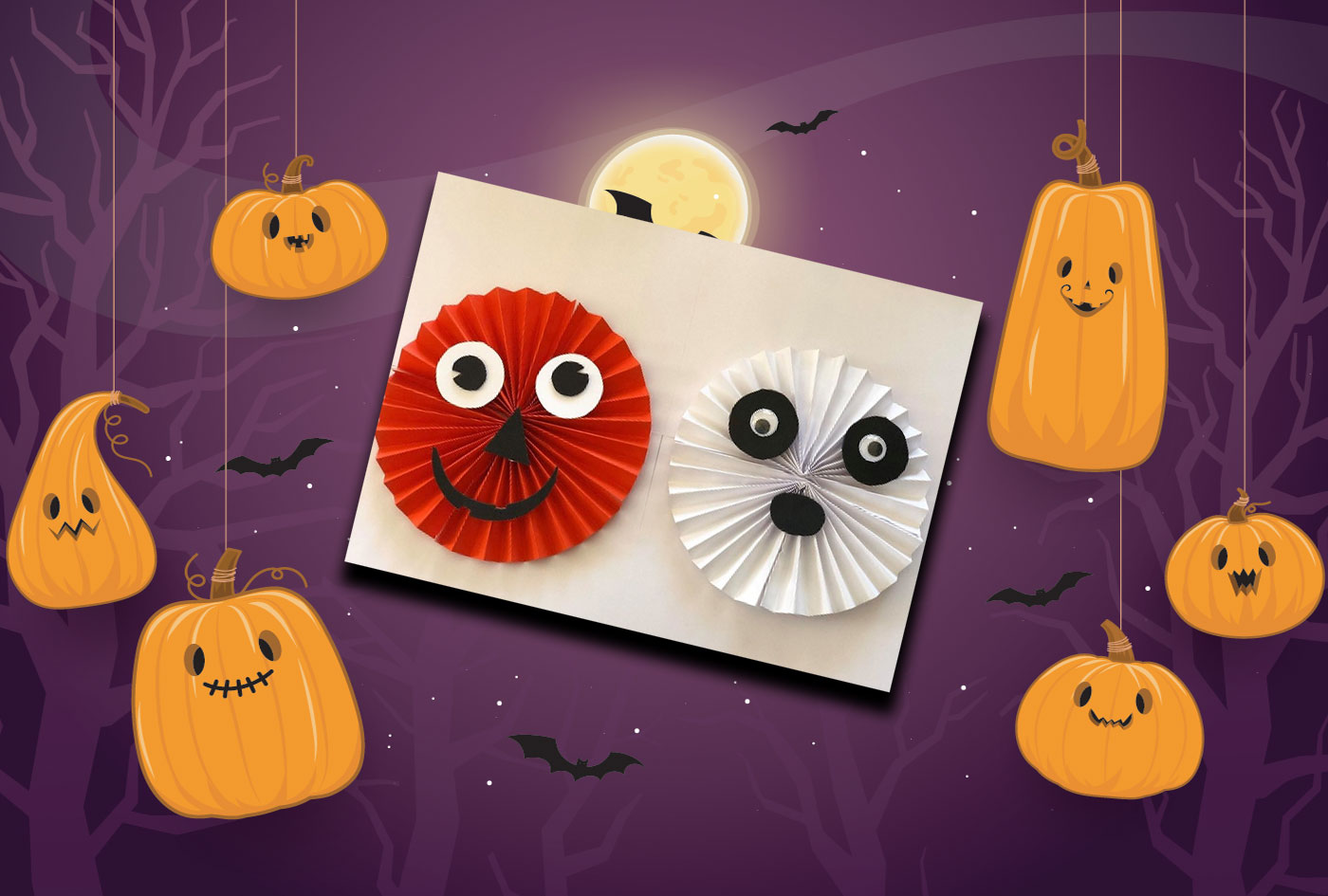 Paper Fan Pumpkin and Ghost Craft