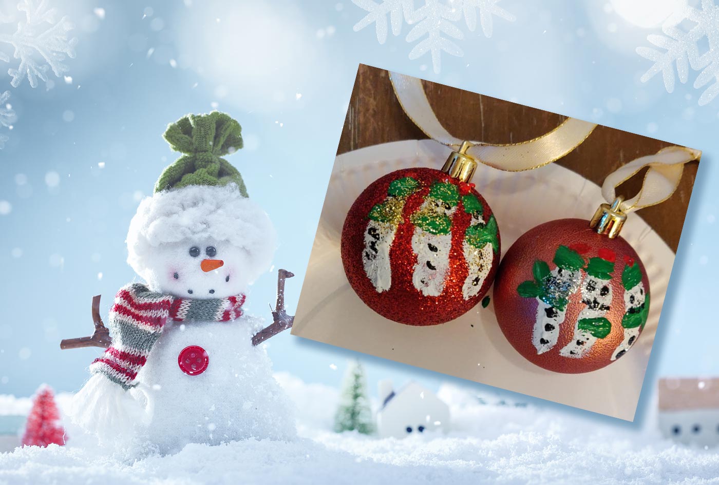 Christmas Tree Decoration Balls with Colorful Finger Prints
