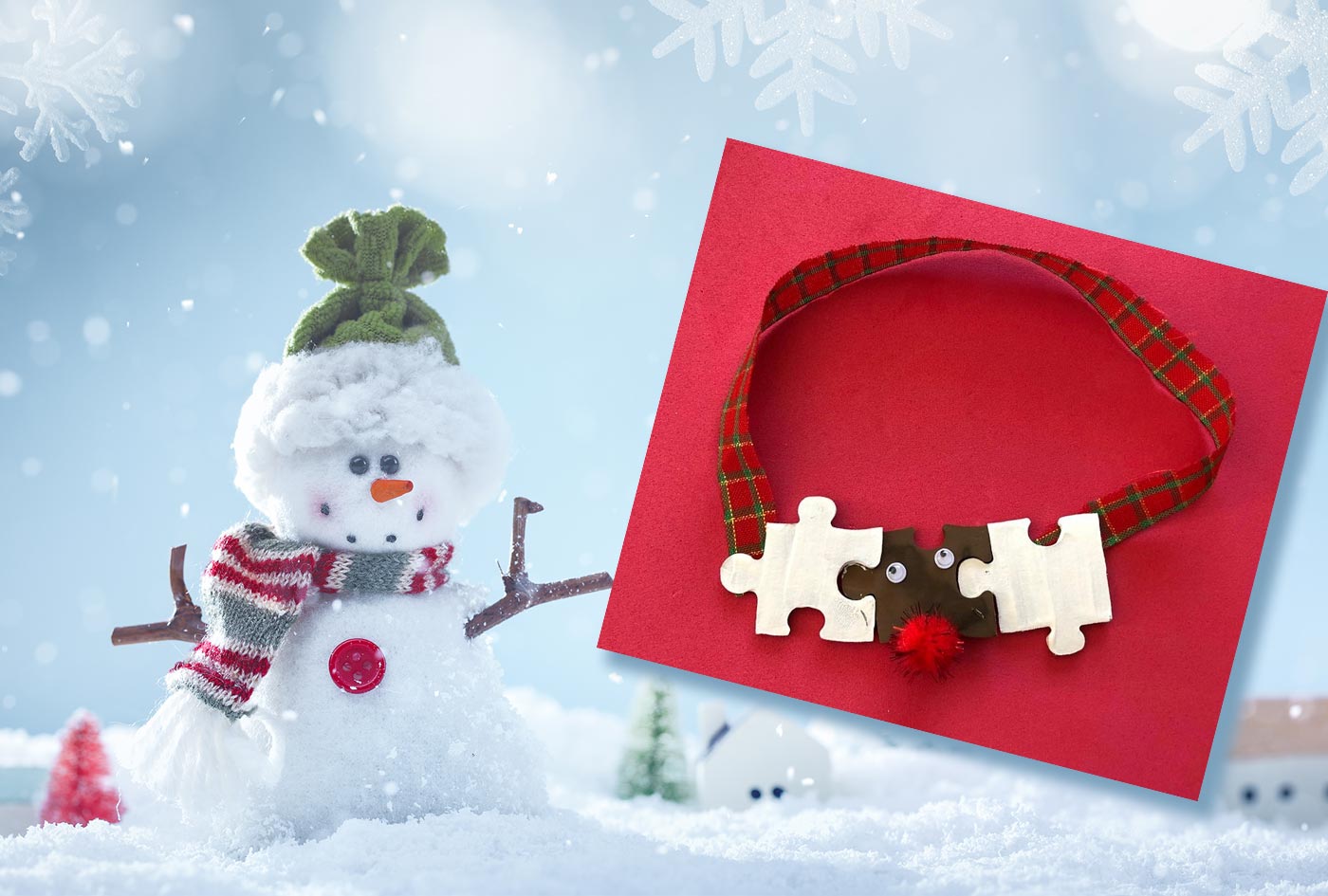 Jigsaw Piece Reindeer Ornament