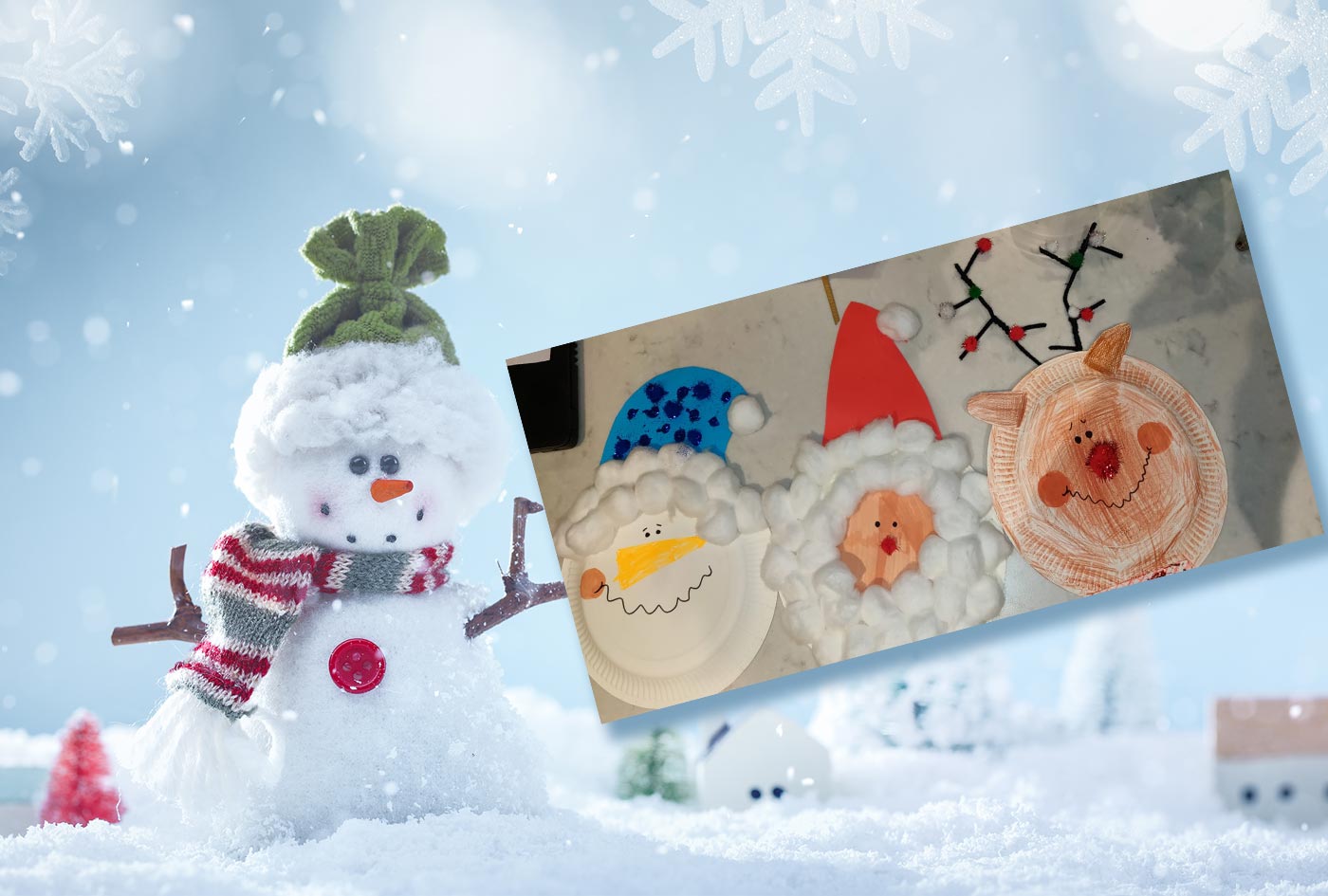 Paper Plate Christmas Characters, Santa, Rudolph, Snowman