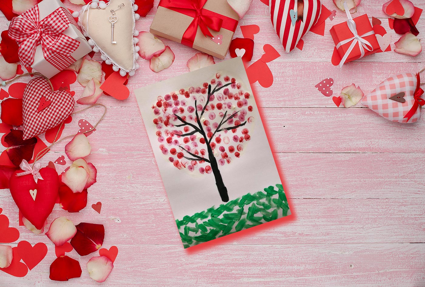 Heart Fingerprint Tree Craft for Valentines Day