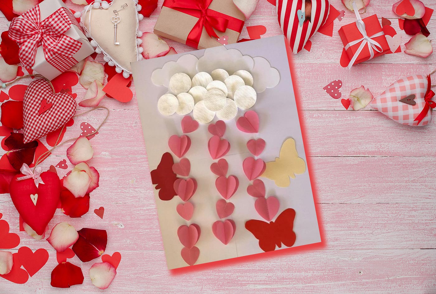 Rain of Hearts with Cotton Balls