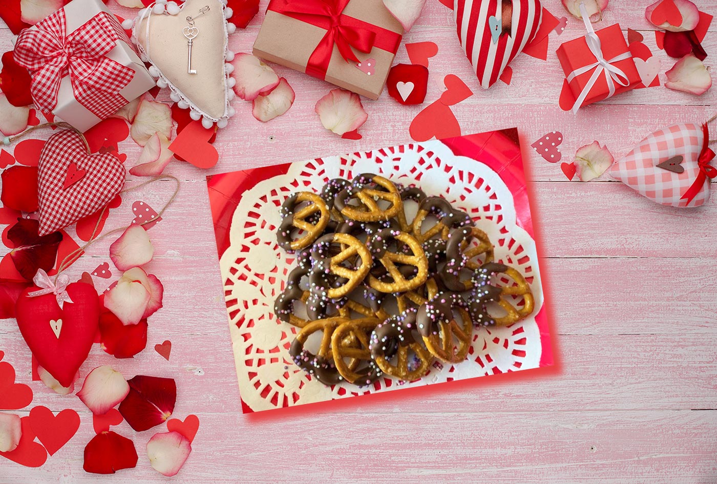 Valentine Chocolate Dipped Pretzels