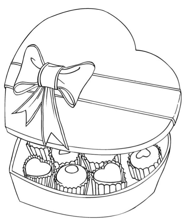 Valentine’s Box of Chocolates Coloring Pages
