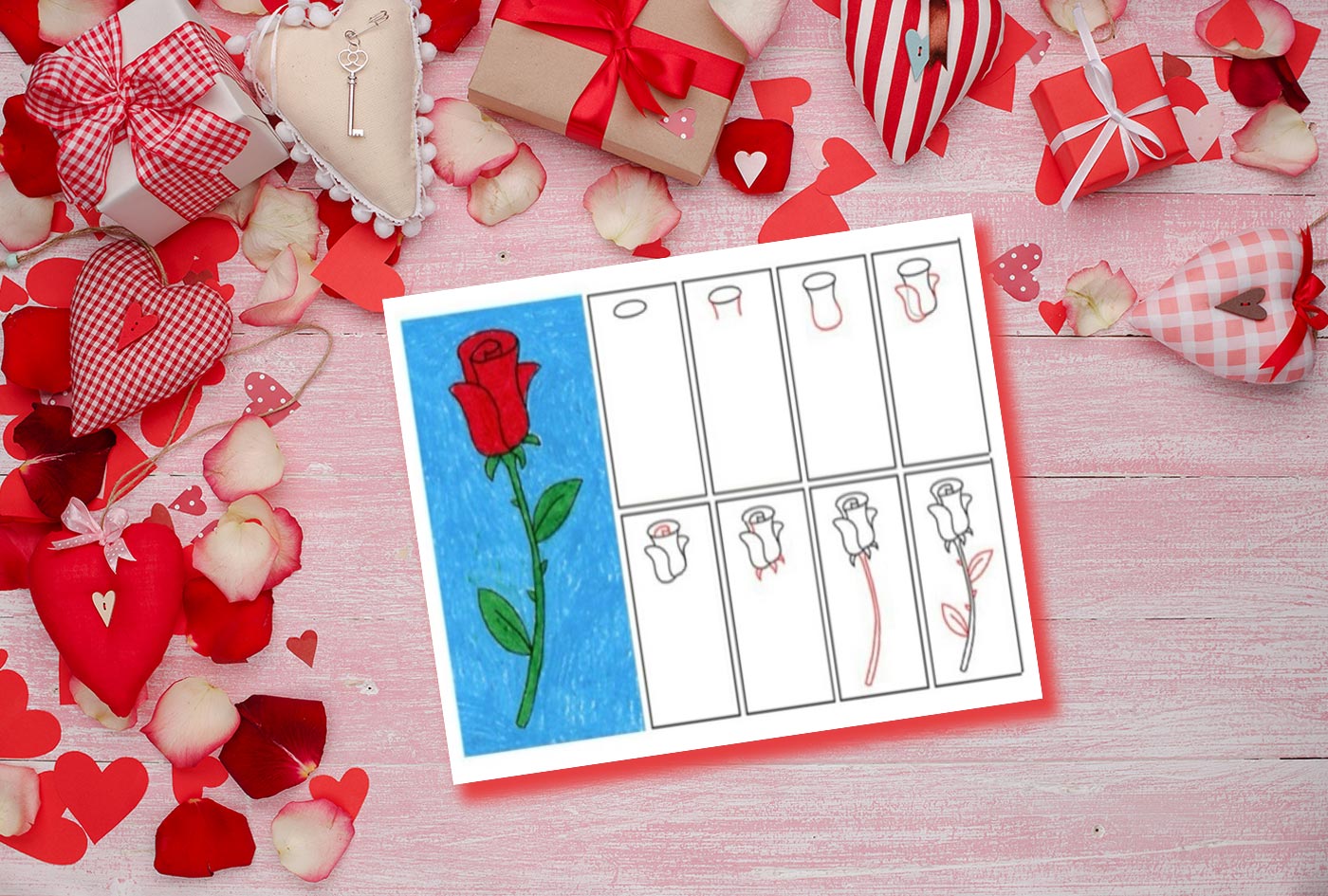 Valentine’s Rose of Love Coloring Page
