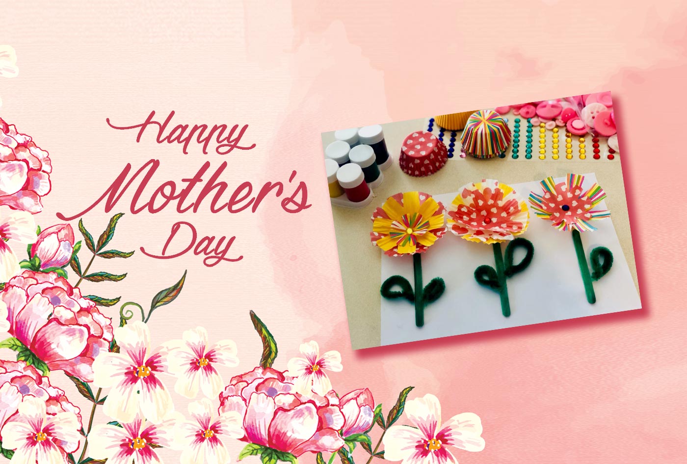 Cupcake Liner Flowers for Mother's Day