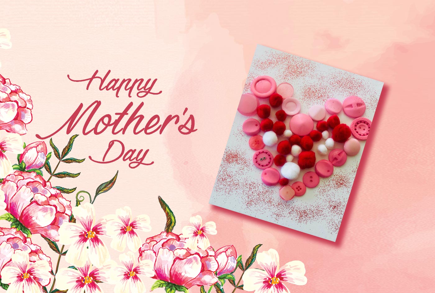 Mother's Day Button Heart Frame
