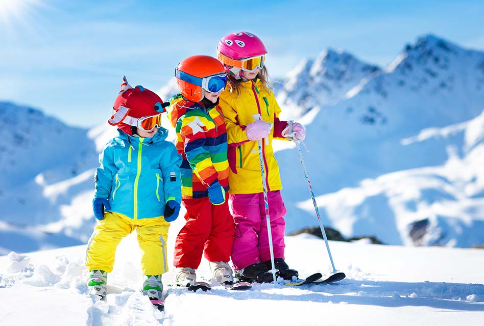 Kids in a Ski School in French Alps